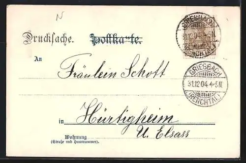 Lithographie Griesbach / Renchtal, Adlerbad und Tannenhof