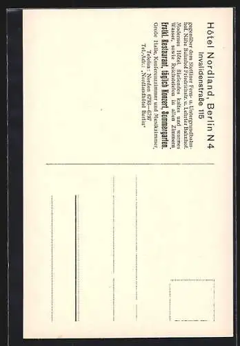 AK Berlin, Hotel und Restaurant Nordland, Invalidenstrasse 115