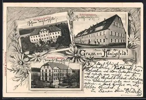 AK Königsfeld / Baden, Mädchen-Institut, Schwesternhaus, Knaben-Institut