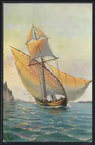 Künstler-AK Christopher Rave: Segelschiff Mittelländischer Corsar um 1850