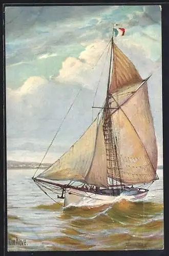 Künstler-AK Christopher Rave: Segelschiff Französische Segeljacht