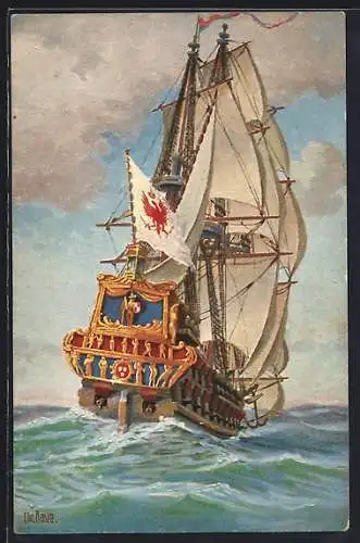 Künstler-AK Christopher Rave: Brandenburgisches Kriegsschiff Churprinz, 17. Jahrhundert