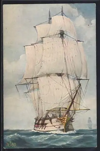 Künstler-AK Christopher Rave: Segelschiff Französisches Linienschiff um 1800