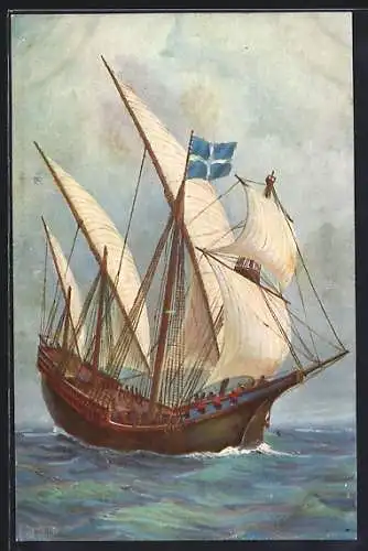 Künstler-AK Christopher Rave: Marine-Galerie, Karte Nr. 235, Karavelle aus dem 15. Jahrh.