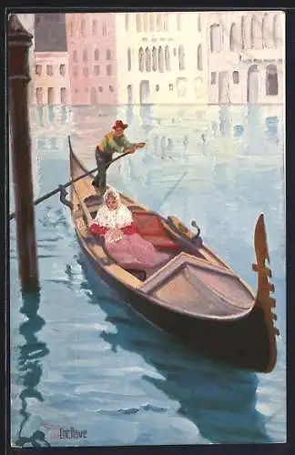 Künstler-AK Christopher Rave: Venezianische Gondel, Jetztzeit, Marine-Galerie