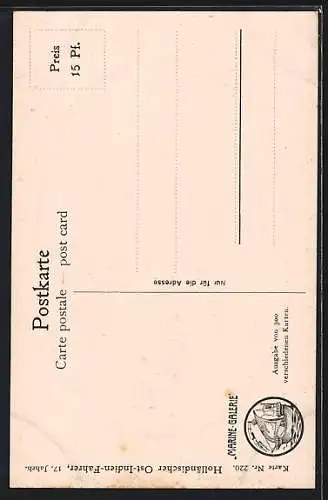 Künstler-AK Christopher Rave: Marine-Galerie, Karte Nr. 220, Holländischer Ost-Indien-Fahrer, 17 Jahrh.