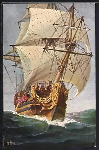 Künstler-AK Christopher Rave: Segelschiff Hamburger Konvoischiff Esperanza um 1750
