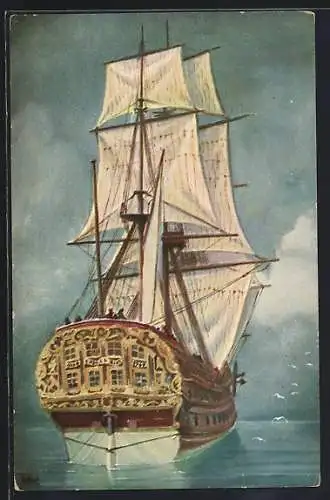 Künstler-AK Christopher Rave: Holländisches Linienschiff Merkurius, 1747