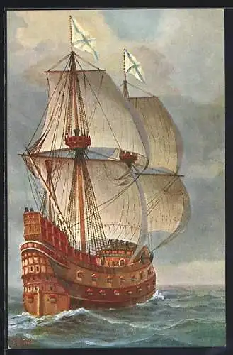 Künstler-AK Christopher Rave: Russisches Kriegsschiff, 16. Jahrh.