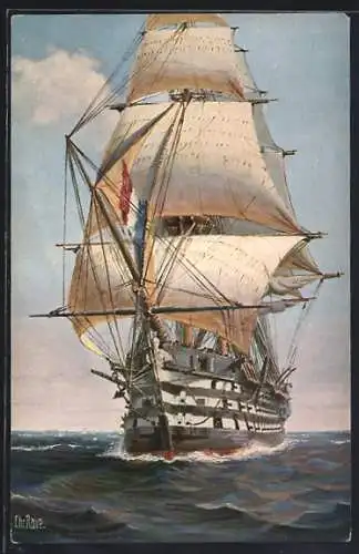 Künstler-AK Christopher Rave: Franz. Dreidecker Le Valmy, 1847