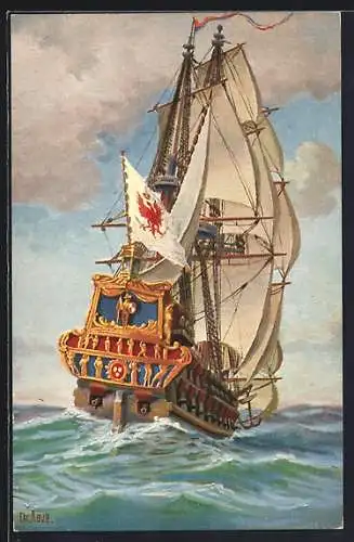 Künstler-AK Christopher Rave: Brandenburgisches Kriegsschiff Churprinz, 17. Jahrhundert