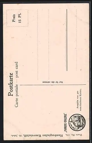 Künstler-AK Christopher Rave: Marine-Galerie, Karte Nr. 176, Hamburgisches Konvoischiff, 18. Jahrh.