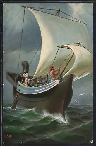 Künstler-AK Christopher Rave: Römisches Segelschiff, v. Chr., Marine-Galerie