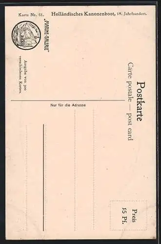 Künstler-AK Christopher Rave: Holländisches Kanonenboot, 19. Jh, Marine-Galerie