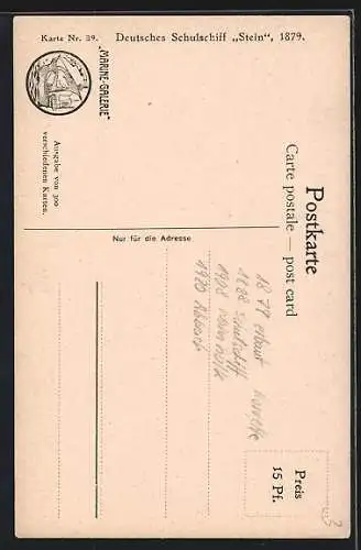Künstler-AK Chr. Rave: Deutscher Schulschiff Stein aus dem Jahr 1879