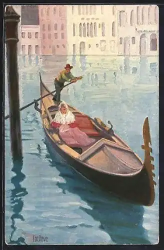Künstler-AK Christopher Rave: Gondel in Venedig