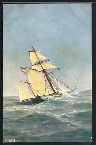Künstler-AK Christopher Rave: Segelschiff Deutsche Sloop um 1840