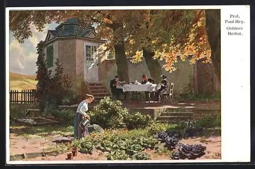 Künstler-AK P. Hey: Goldner Herbst