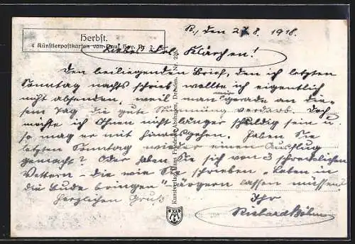 Künstler-AK Paul Hey: Herbst, Schäfer, Allegorie