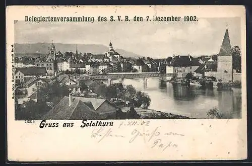 AK Solothurn, Ortsansicht am Fluss