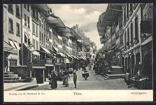 AK Thun, Belebte Partie in der Hauptgasse