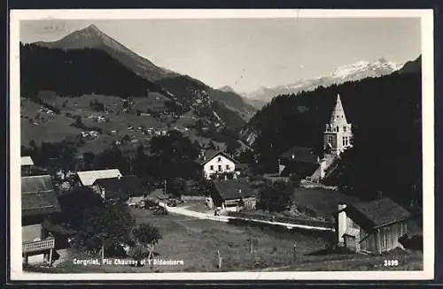 AK Ormont-Dessous, Cergnat, Eglise avec Pic Chaussy et l`Oldenhorn