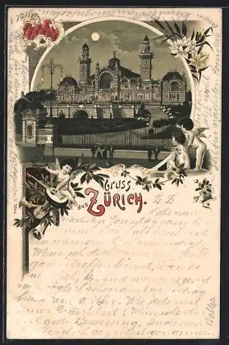 Lithographie Zürich, Blick auf die Tonhalle