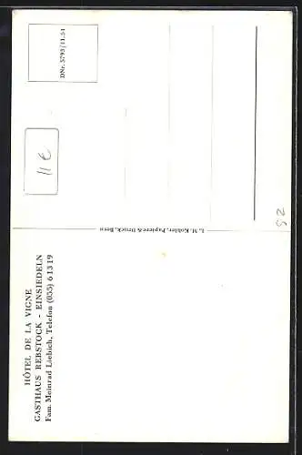 AK Einsiedeln, Hotel de la Vigne, Gasthaus Rebstock