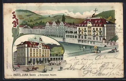 Lithographie Baden, Hotel Jura, J. Steimer, Propr.