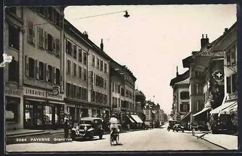 AK Payerne, Grand`Rue, Librairie et Horlogerie