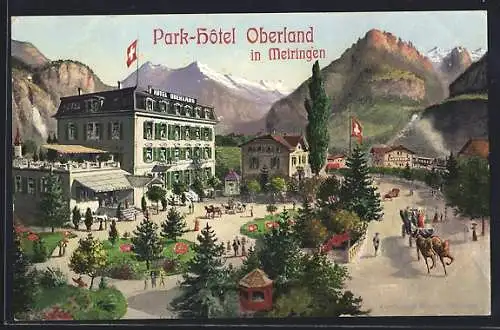 AK Meiringen, Parkhotel mit dahinterliegenden Berglandschaft