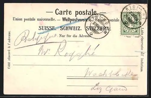 Lithographie Rigi-Kulm, Hotel & Pension Rigi-Staffel mit Schreiber`s Hotel`s