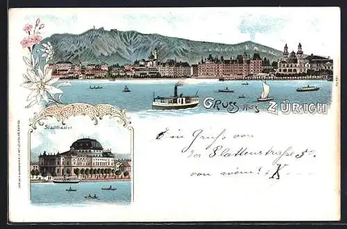 Lithographie Zürich, Stadttheater und Panorama