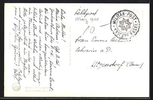 AK Basel, Kaserne mit Dampfer und Fähre