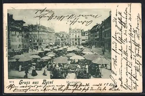 AK Basel, Blick auf den Marktplatz