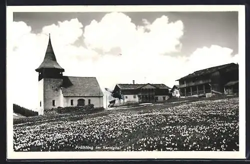 AK Davos, Sertigtal, Kapelle im Frühling