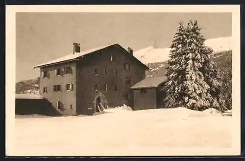 AK Casoja Valbella ob Chur, Ortspartie im Schnee