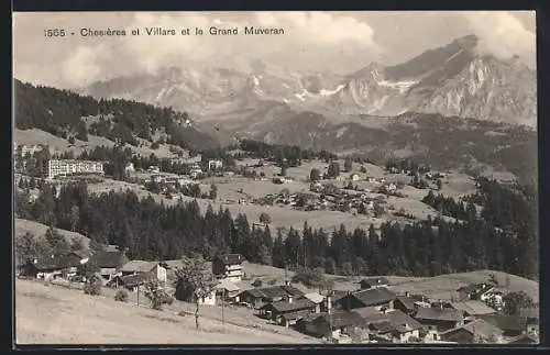 AK Chesières, Panorama et Villars et le Grand Muveran