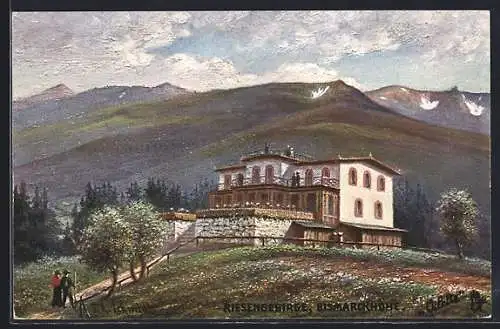 Künstler-AK Bismarckhöhe /Riesengeb., Gasthaus Bismarckhöhe