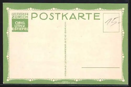 Künstler-AK Zürich, Panorama vom Zürichsee gesehen