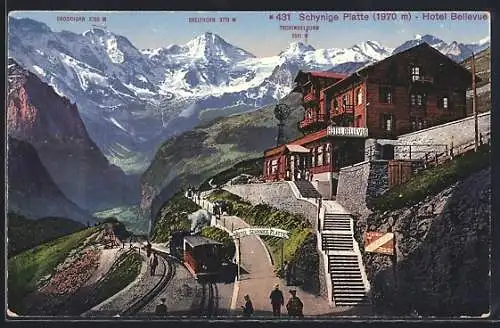 AK Schynige Platte, Hotel Bellevue mit Breithorn und Grosshorn