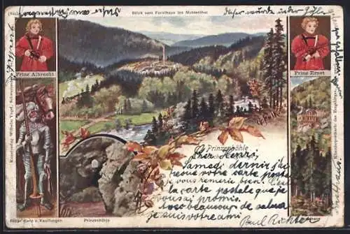 Künstler-AK Hartenstein i. Sa., Prinzenhöhle, Ritter Kunz v. Kauffungen, Prinz Albrecht, Prinz Ernst