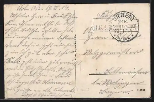 AK Urbeis i. O.-Elsass, Bildstock zwischen Urbeis n. Schnierlach, Ortsansicht