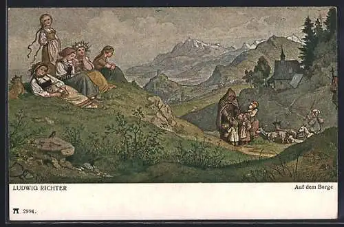 Künstler-AK Ludwig Richter: Auf dem Berge