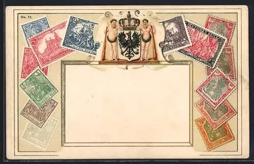 AK Deutsches Reich, Briefmarken mit Wappenadler