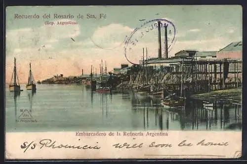 AK Rosario de Sta. Fé, Embarcado de la Refineria Argentina, Hafen