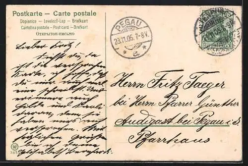 AK zwei Kinder in einem Auto, Neujahr, Klee, Vergissmeinnicht