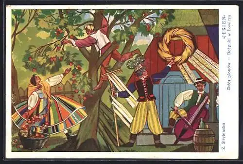 Künstler-AK Z. Stryjenska: Erntefest aus dem Zyklus Die vier Jahreszeiten