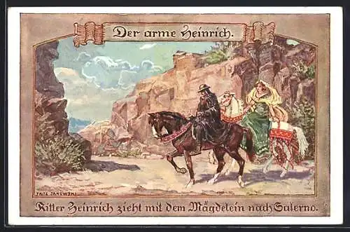 Künstler-AK sign. Janowski: Die Deutschen Volksbücher, Der arme Heinrich