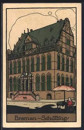 Steindruck-AK Bremen, Schütting